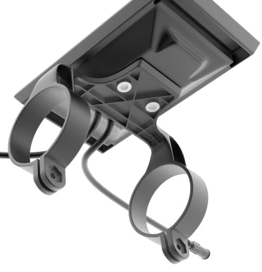 Underside of the S2+ display: 2 split clamps, each closed by a screw and nut
